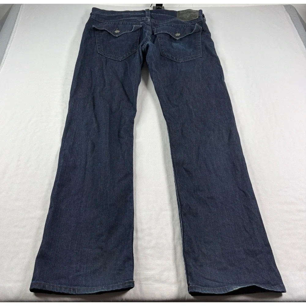 True Religion Jeans Mens 36 (Fits 38x34) Blue Ricky‎ Straight Leg Flap Pockets